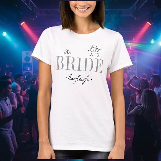 Moderne Minimalistische Braut Script Junggesellinn T-Shirt