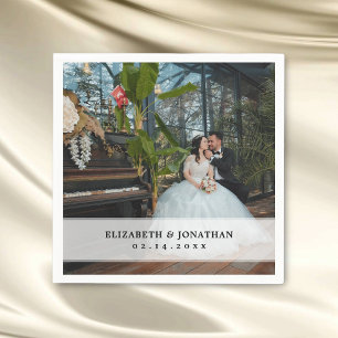 Moderne Minimalistische Braut- und Foto-Hochzeit Serviette