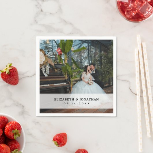 Moderne Minimalistische Braut- und Foto-Hochzeit Serviette (Beispiel)