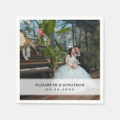 Moderne Minimalistische Braut- und Foto-Hochzeit Serviette (Vorderseite)