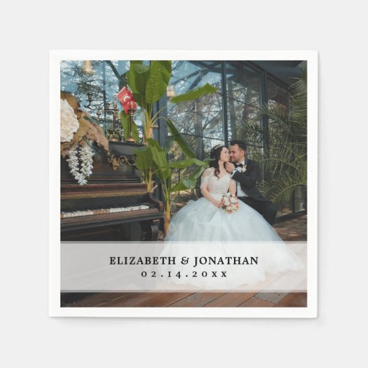 Moderne Minimalistische Braut- und Foto-Hochzeit Serviette (Vorderseite)