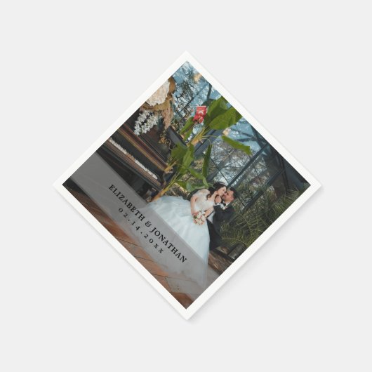 Moderne Minimalistische Braut- und Foto-Hochzeit Serviette (Ecke)