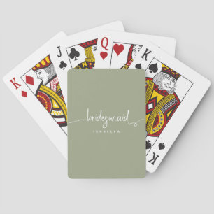 Moderne minimalistische Brautjungfer Schrift Sage Spielkarten