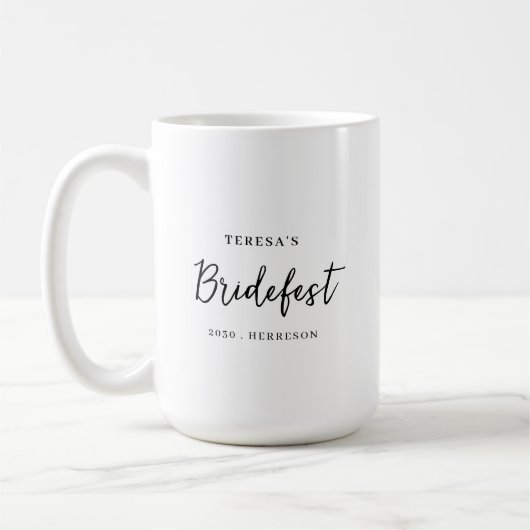 Moderne minimalistische Brautjungfer-Schriftgestal Kaffeetasse (Links)