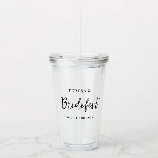 Moderne minimalistische Brautjungfer-Skriptdesign Acryltrinkbecher (Vorderseite)