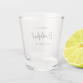 Moderne minimalistische Brautjungfer-Skriptdesign Schnapsglas (Rückseite)
