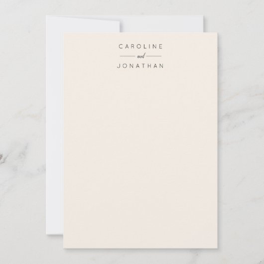 Moderne Minimalistische Brautpaare Elfenbein Dankeskarte (Vorderseite)