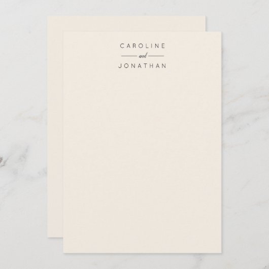 Moderne Minimalistische Brautpaare Elfenbein Dankeskarte (Vorne/Hinten)
