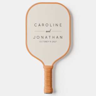 Moderne Minimalistische Brautpaare Elfenbein Pickleball Schläger