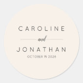 Moderne Minimalistische Brautpaare Elfenbein Runder Aufkleber (Vorderseite)