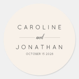 Moderne Minimalistische Brautpaare Elfenbein Runder Aufkleber