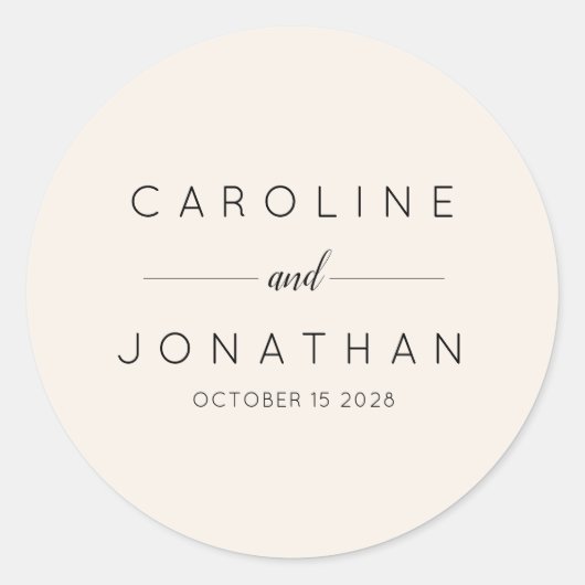 Moderne Minimalistische Brautpaare Elfenbein Runder Aufkleber (Vorderseite)