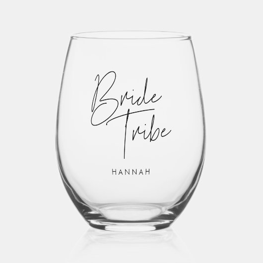 Moderne minimalistische Brauttradition Weinglas Ohne Stiel (Vorderseite)