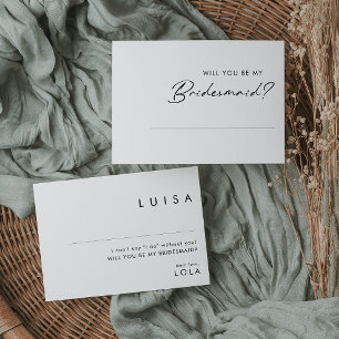 Moderne Minimalistische Bridesmaid-Vorschlagskarte Einladung
