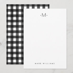 Moderne Minimalistische Buffalo-Karo-Monogramm & N Mitteilungskarte