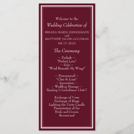 Moderne Minimalistische Burgunder Hochzeit an der  Programm