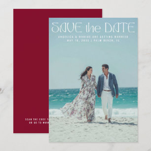 Moderne minimalistische burgunderrote individuelle save the date
