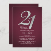 Moderne Minimalistische Burgunderüberraschung 21. Einladung (Vorne/Hinten)