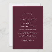 Moderne Minimalistische Burgundy-Hochzeit Einladung (Vorderseite)