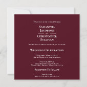 Moderne Minimalistische Burgundy Square Foto Weddi Einladung (Rückseite)
