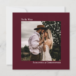 Moderne Minimalistische Burgundy Square Foto Weddi Einladung