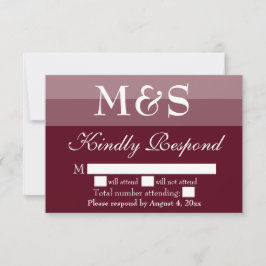 Moderne Minimalistische Burgundy Wedding RSVP Card Dankeskarte