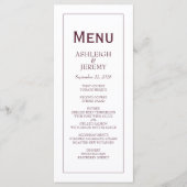 Moderne Minimalistische Burgundy White Wedding Menükarte (Vorderseite)