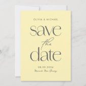 Moderne Minimalistische Butter-Gelb-Chic-Hochzeit Save The Date (Vorderseite)