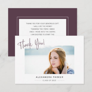 Moderne Minimalistische Cassis Handschrift Abschlu Dankeskarte