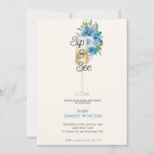 Moderne Minimalistische Champagner Sip & See Baby Einladung (Vorderseite)