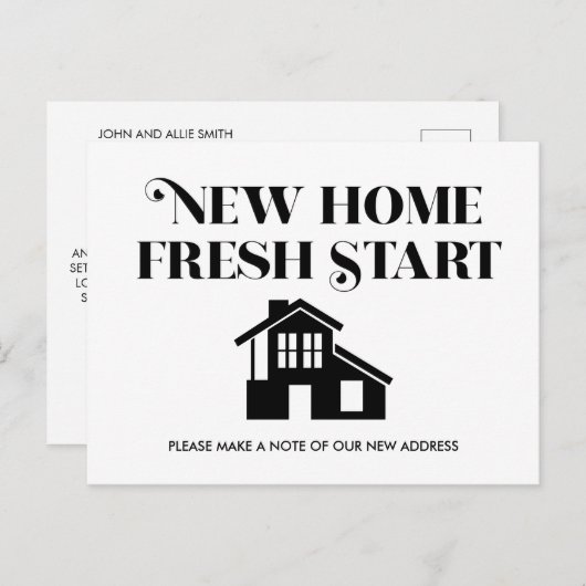 Moderne Minimalistische Change Address Schwarz-wei Postkarte (Vorne/Hinten)