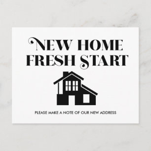 Moderne Minimalistische Change Address Schwarz-wei Postkarte