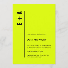 Moderne Minimalistische Chartreuse kühne Initials  Einladung