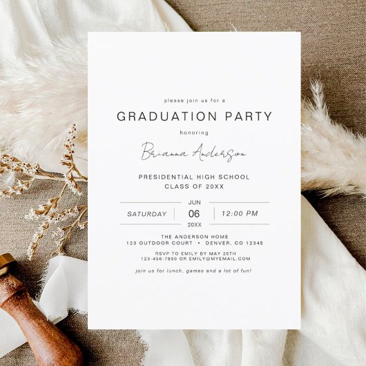 Moderne Minimalistische Chic Graduation Party Einladung