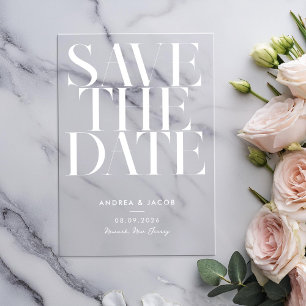 Moderne Minimalistische Chic-Hochzeit Merken Sie s Acryleinladungen