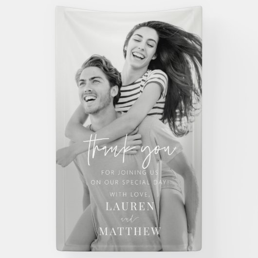 Moderne Minimalistische Chic Hochzeit Vielen Dank Banner (Vertikal)