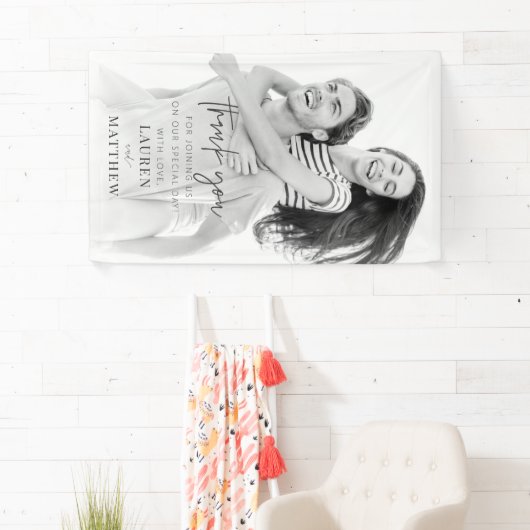 Moderne Minimalistische Chic Hochzeit Vielen Dank Banner (Insitu)