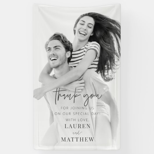 Moderne Minimalistische Chic Hochzeit Vielen Dank Banner (Vertikal)