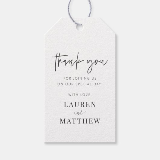 Moderne Minimalistische Chic Hochzeit Vielen Dank Geschenkanhänger (Vorderseite)