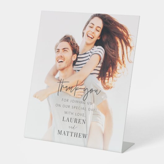 Moderne Minimalistische Chic Hochzeit Vielen Dank Sockelschild (Vorderseite)
