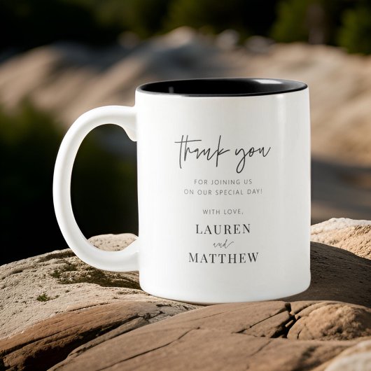Moderne Minimalistische Chic Hochzeit Vielen Dank Zweifarbige Tasse