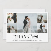 Moderne minimalistische Collage-Hochzeit mit mehre Dankeskarte (Vorderseite)