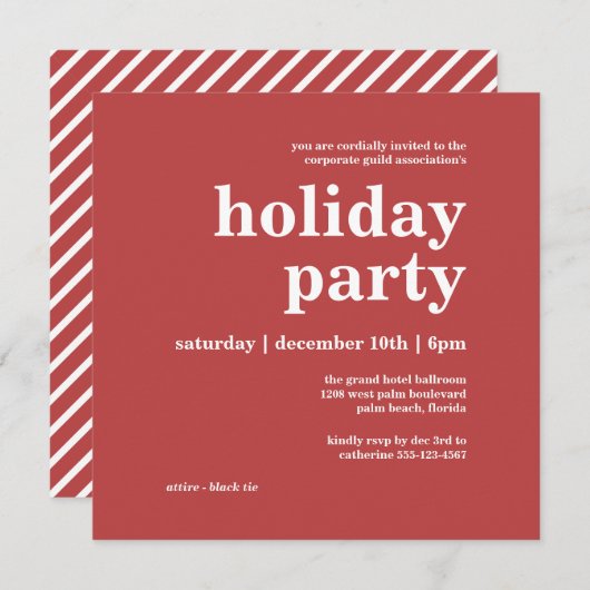Moderne Minimalistische Corporate Holiday Party Einladung (Vorne/Hinten)