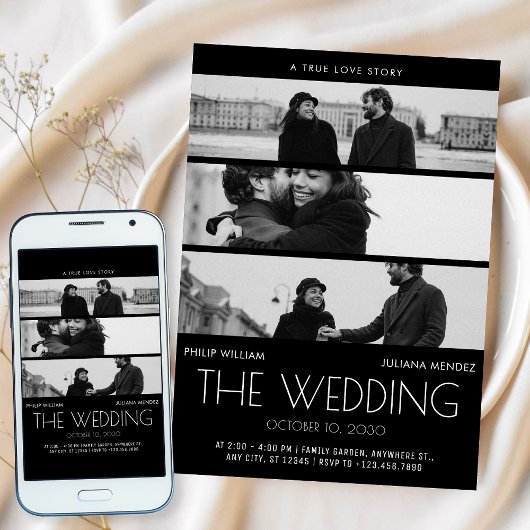 Moderne minimalistische Cover Poster Foto Hochzeit Einladung