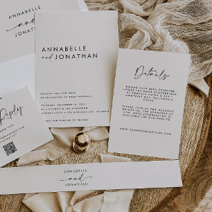 Moderne minimalistische Cream & Black Schrift Hoch Begleitkarte