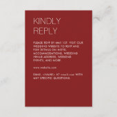 Moderne Minimalistische Crimson Red Wedding RSVP Karte (Vorderseite)