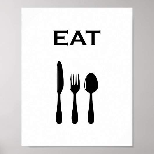 Moderne Minimalistische Cutlery & EAT Typografie Poster (Vorne)
