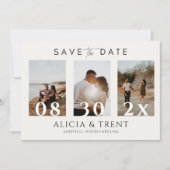 Moderne Minimalistische Datums-Überlagerung mit 3 Save The Date (Vorderseite)