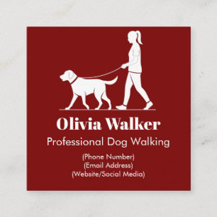 Moderne Minimalistische Dog Walker Business Card Quadratische Visitenkarte