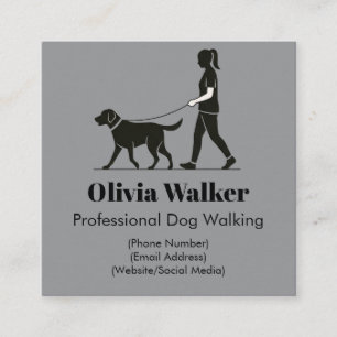 Moderne Minimalistische Dog Walker Business Card Quadratische Visitenkarte